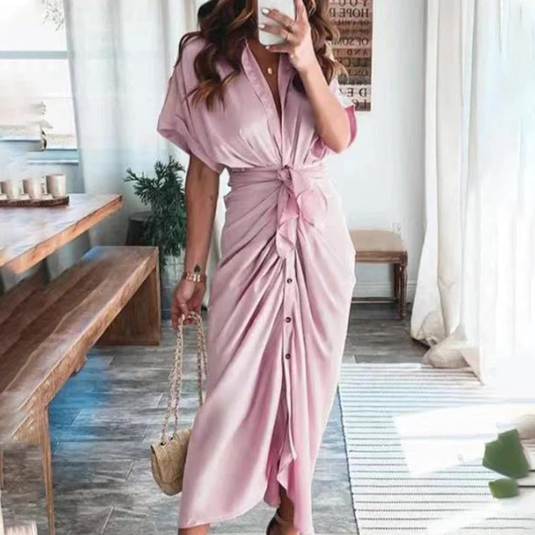 Robe longue fluide boutonnée