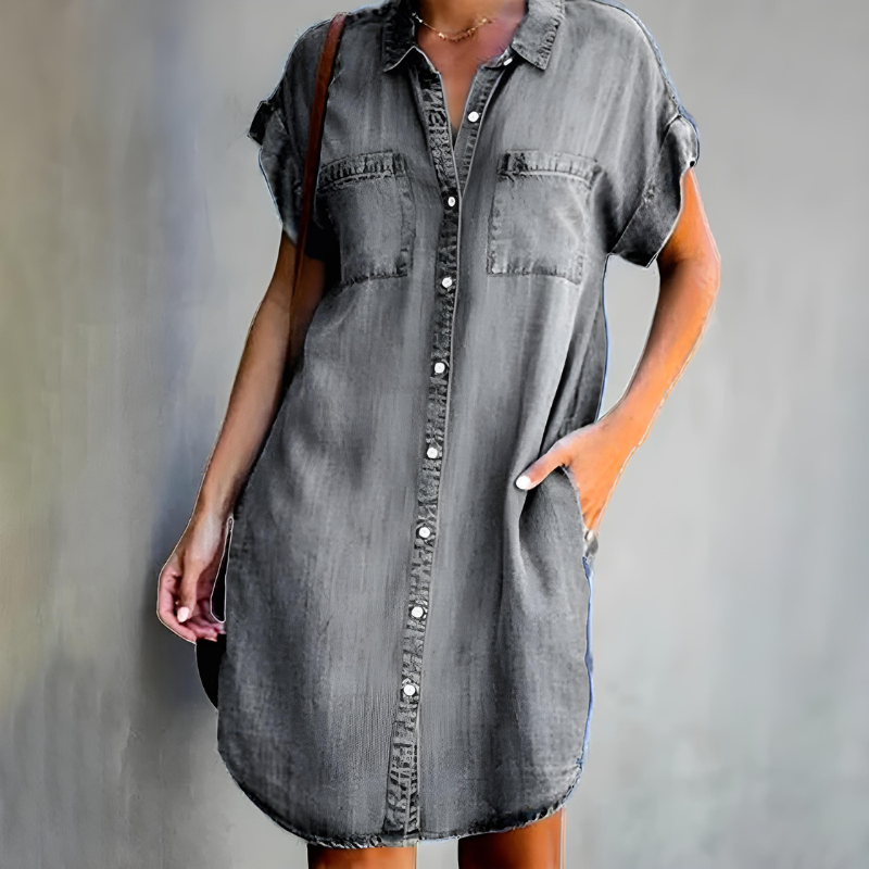Robe-chemise en denim léger