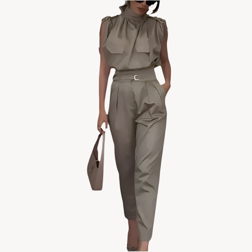 Combi-Pantalon Élégant | Sans Manches | Chic et Structuré