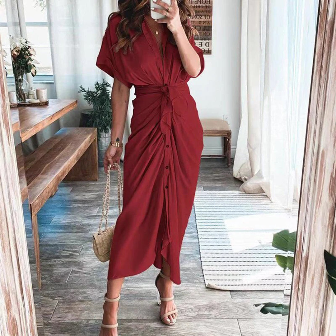 Robe longue fluide boutonnée