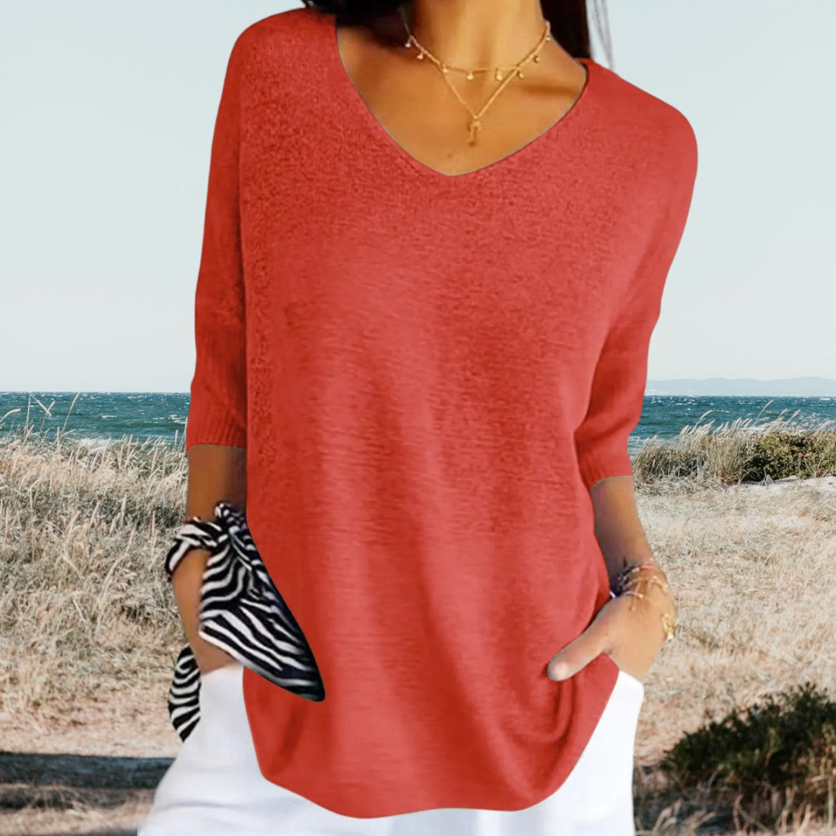 Pull léger col V | Douceur & fluidité | Style décontracté chic