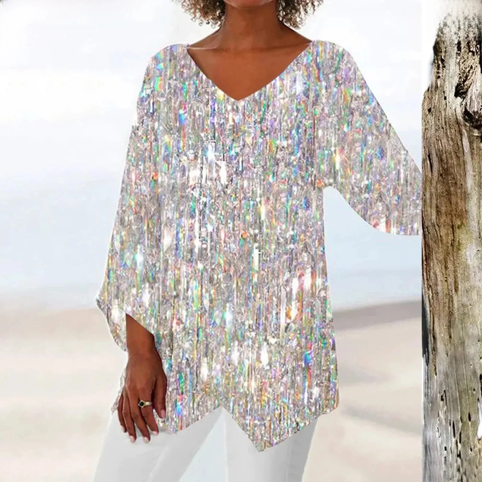 Haut pailleté holographique fluide