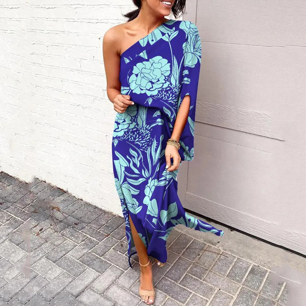 Robe Longue Asymétrique Fleurie