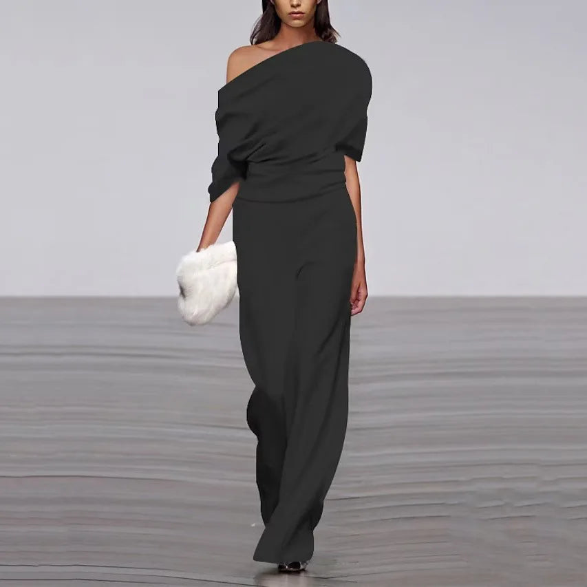Robe Longue Asymétrique | Élégance Moderne | Fluide et Sophistiquée