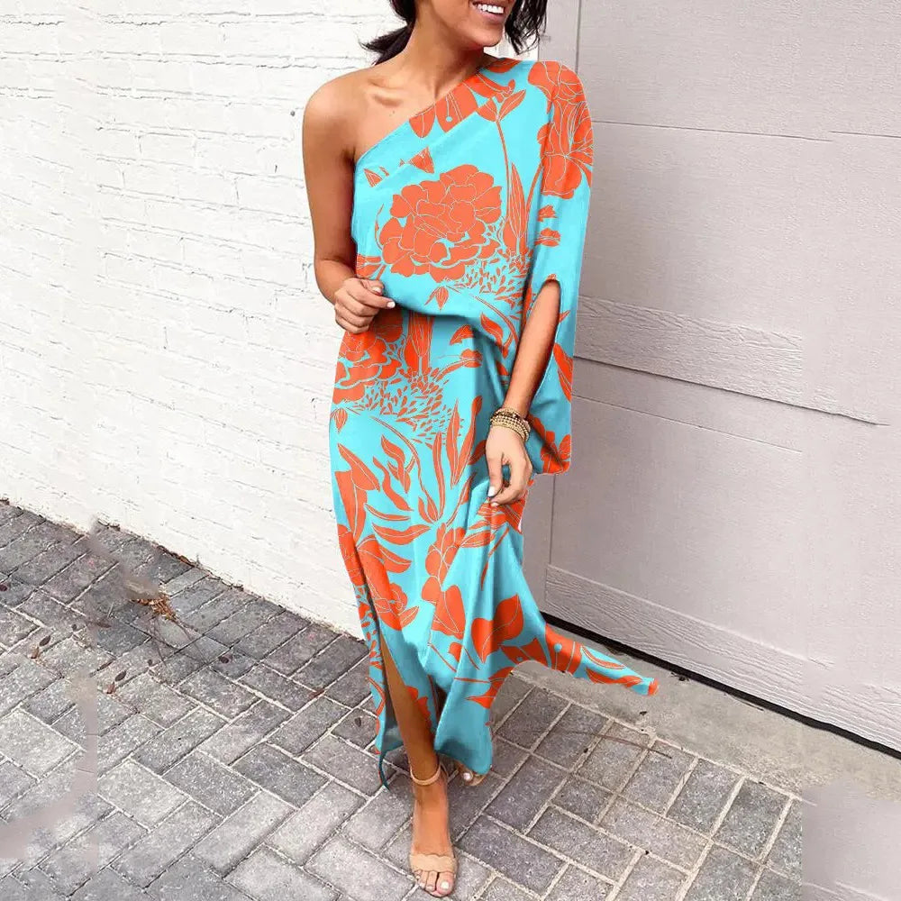 Robe Longue Asymétrique Fleurie