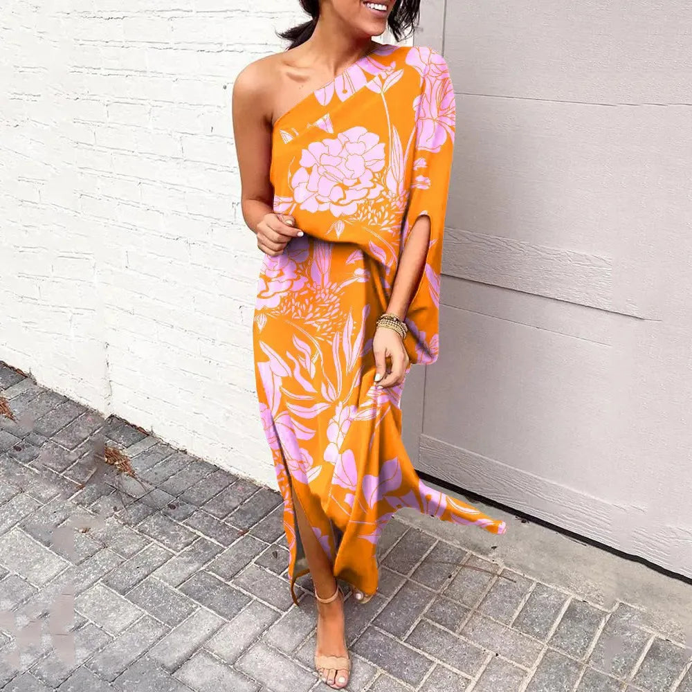 Robe Longue Asymétrique Fleurie