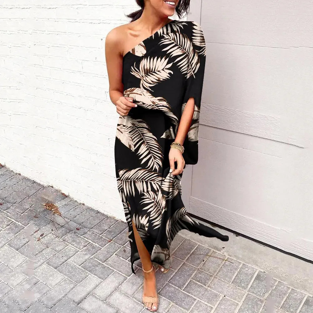 Robe Longue Asymétrique Fleurie
