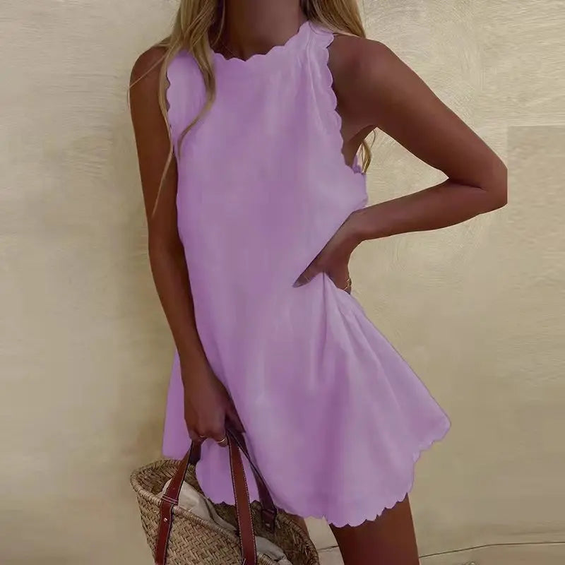 Robe Courte Évasée en Lin