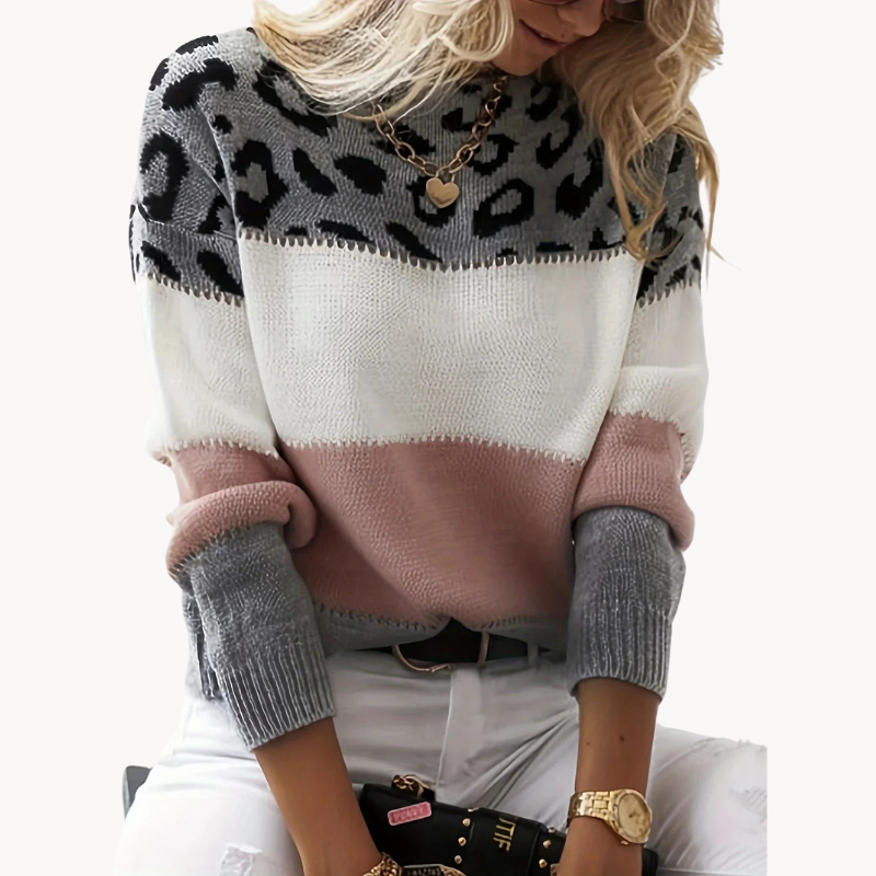 Pull Léopard Colorblock | Chaud et Tendance | Confort Quotidien