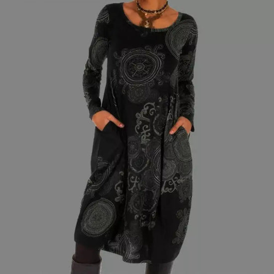 Robe bohème imprimée manches longues