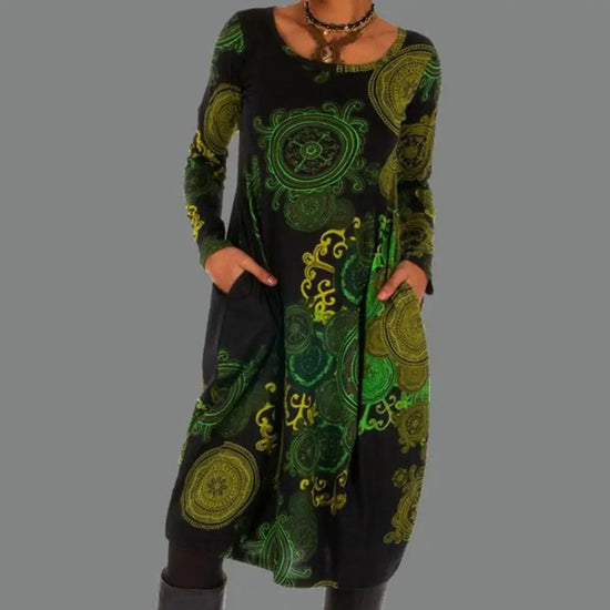 Robe bohème imprimée manches longues