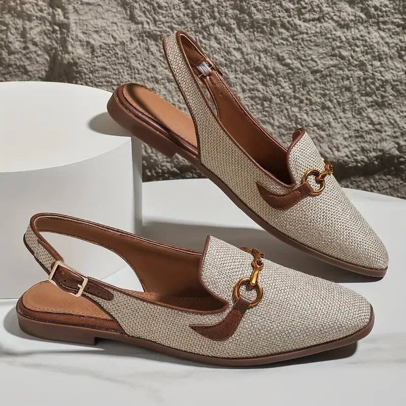 Slingbacks tressées | Élégance naturelle | Détail boucle dorée