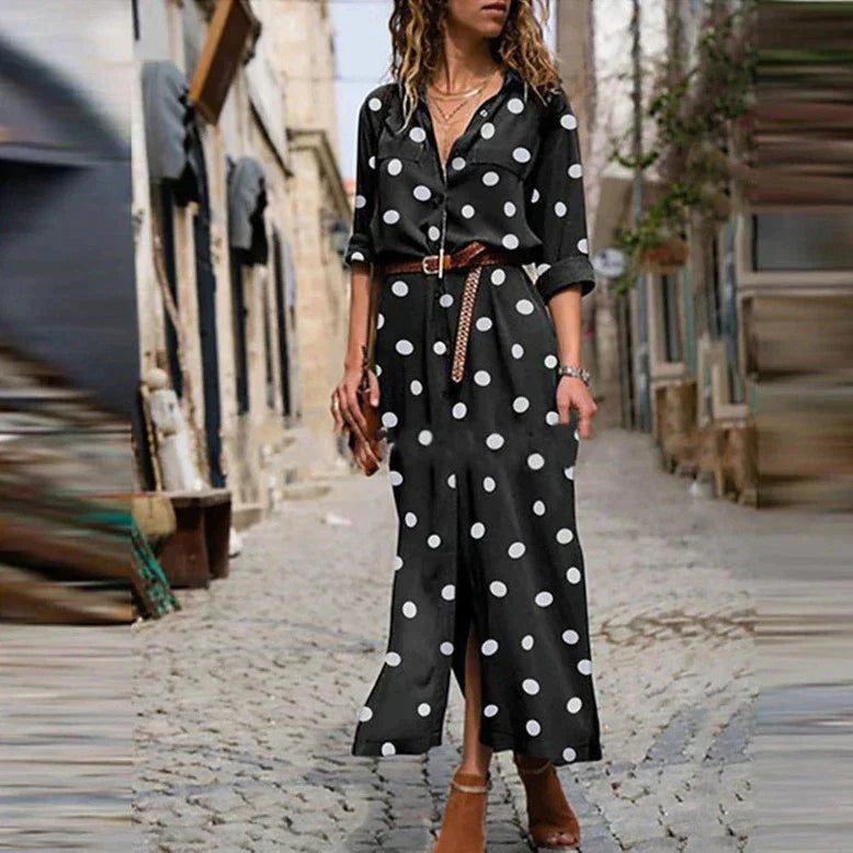 Robe Chemise Longue à Pois