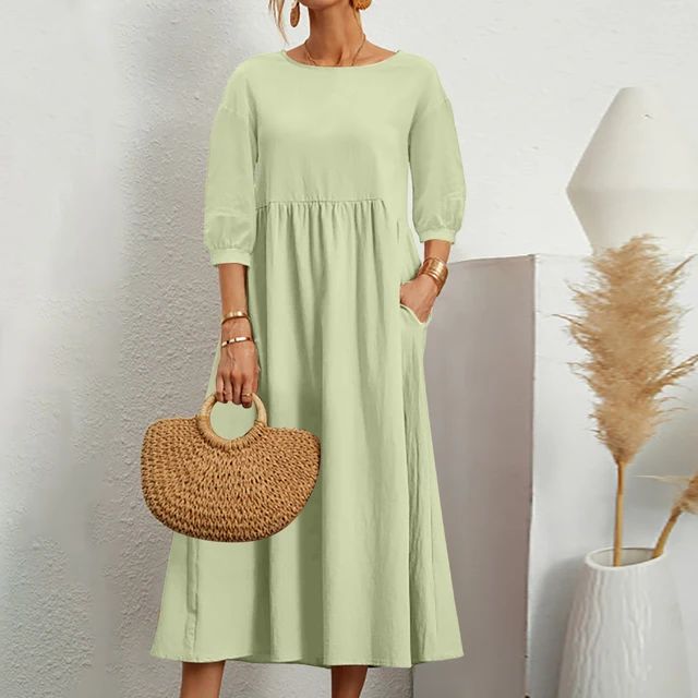 Robe longue ample à manches trois-quarts