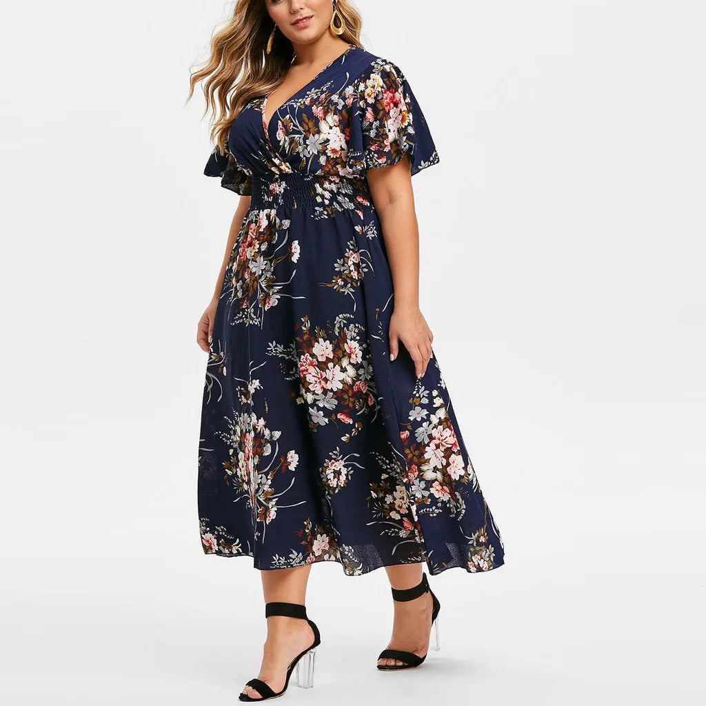 Robe midi fleurie | Coupe empire | Élégance & légèreté