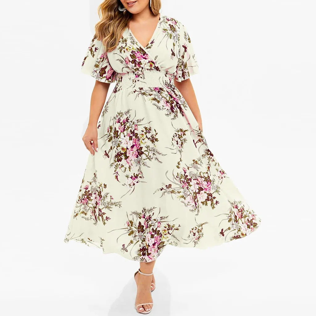 Robe midi fleurie | Coupe empire | Élégance & légèreté