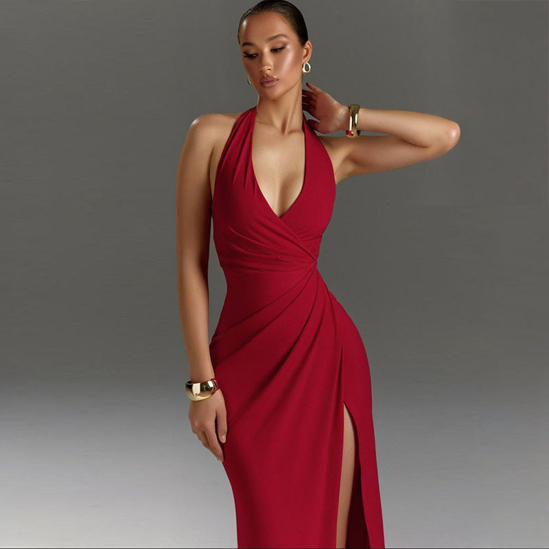 Robe Longue Drapée Croisée