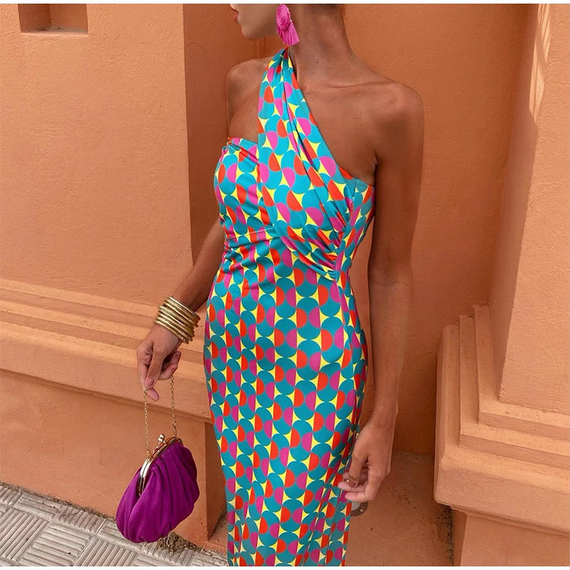 Robe Asymétrique Imprimé Abstrait