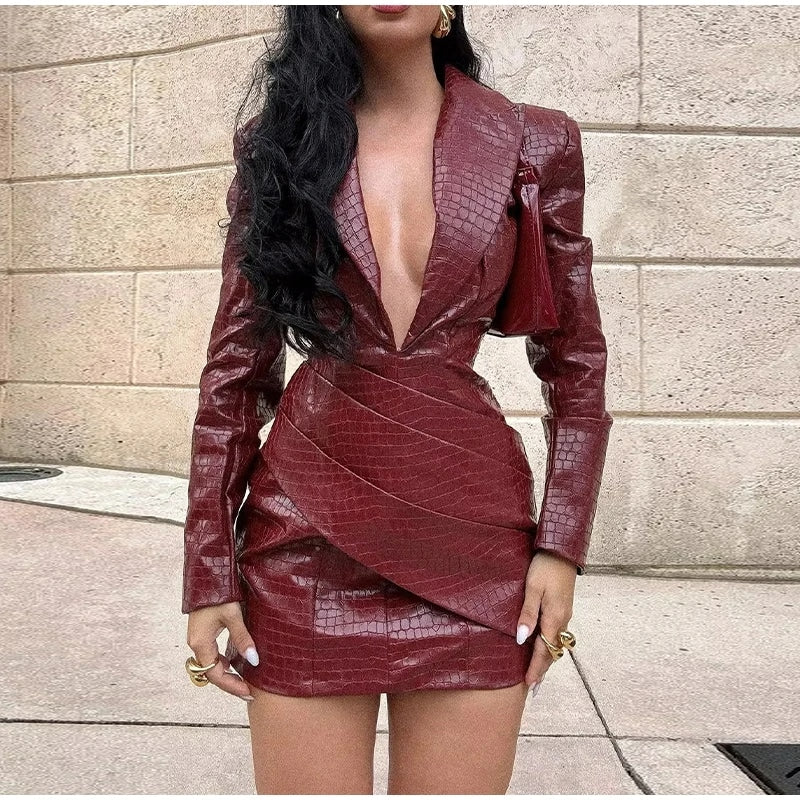 Robe blazer courte effet croco