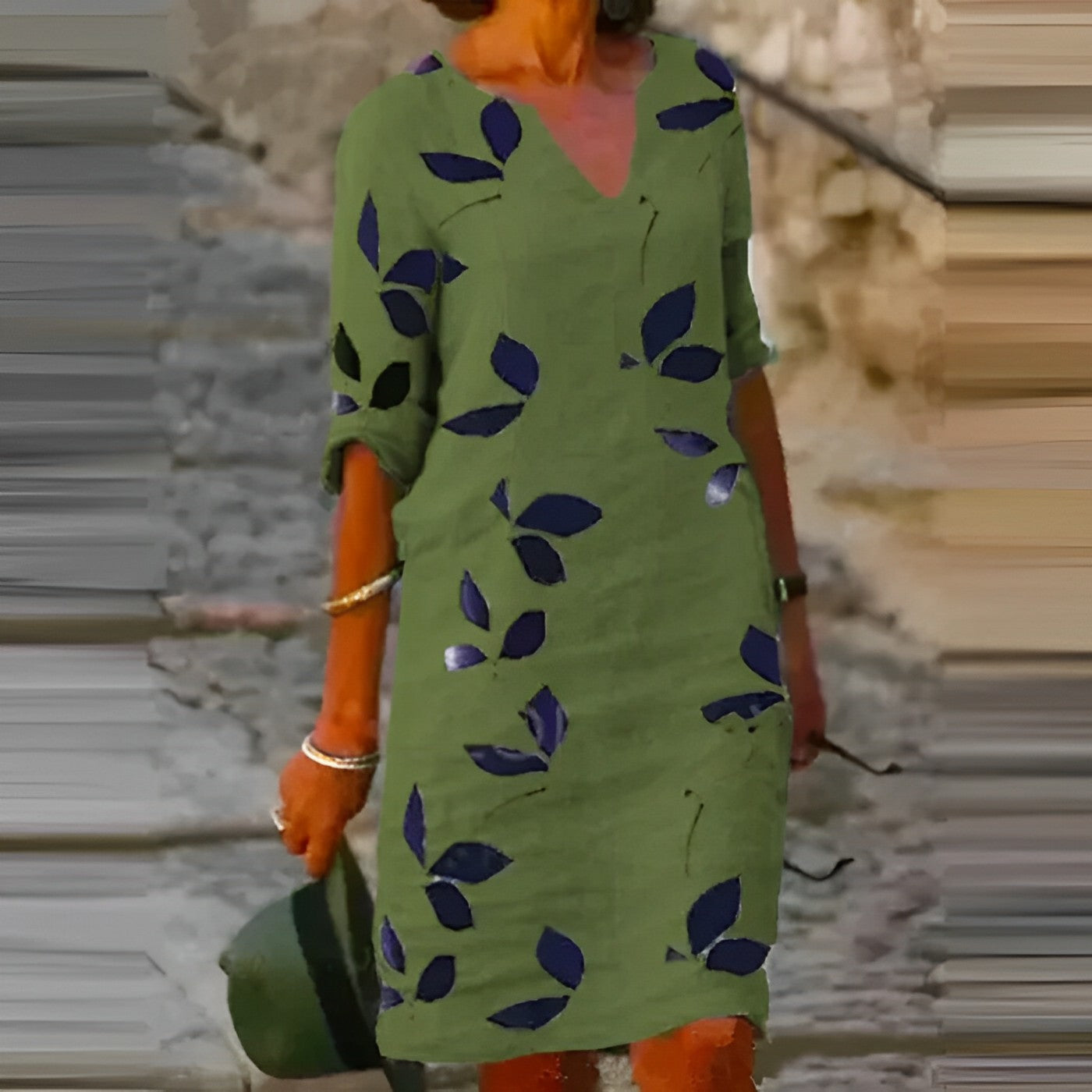 Robe Décontractée  | Motif Feuillage Élégant