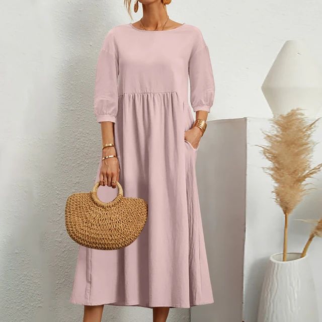 Robe longue ample à manches trois-quarts