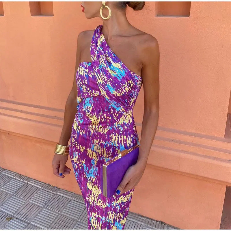 Robe Asymétrique Imprimé Abstrait