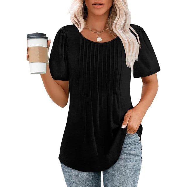 T-shirt plissé chic | Confort quotidien | Détails élégants