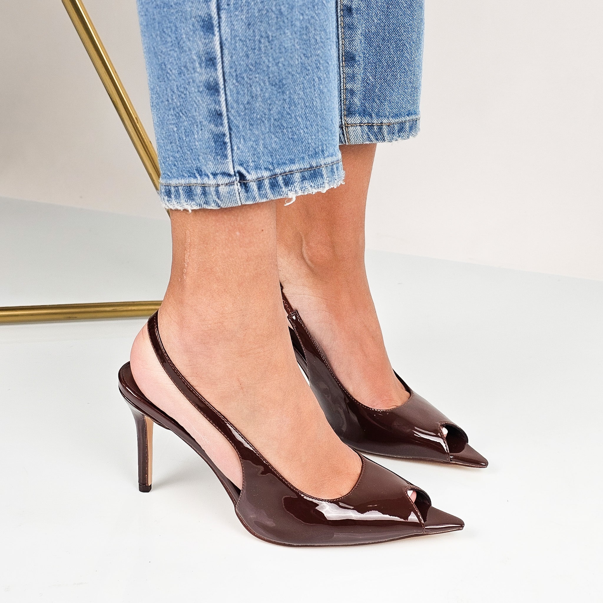 Escarpins Ouverts Vernis | Talon Aiguille | Élégance Classique