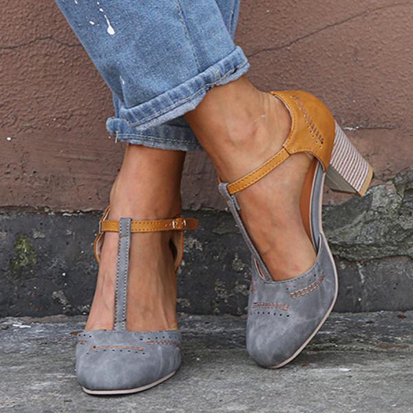 Escarpins rétro bicolores l | Talon épais & style vintage