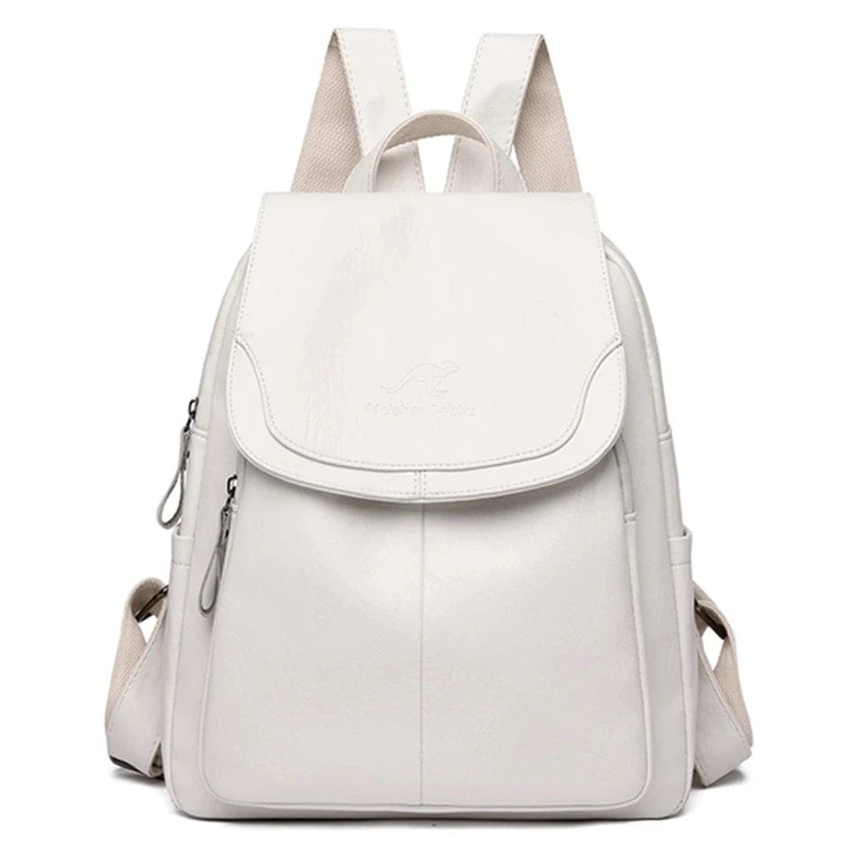 Lavinque Bags Blanc Sac à Dos Élégant | Cuir PU | Pratique et Moderne
