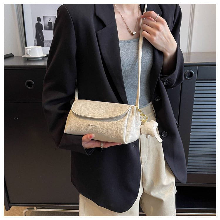 Lavinque Bags Blanc / Taille Unique Sac bandoulière en cuir | Noir | Élégant et minimaliste