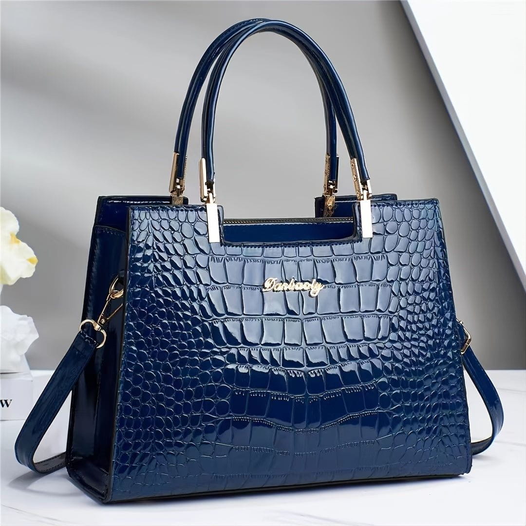 Lavinque Bags Bleu Sac à Main Élégant | Effet Croco | Chic et Intemporel