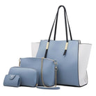 Lavinque Bags Bleu Set de Sacs 4 Pièces | Bleu Poudré & Blanc | Élégance Polyvalente