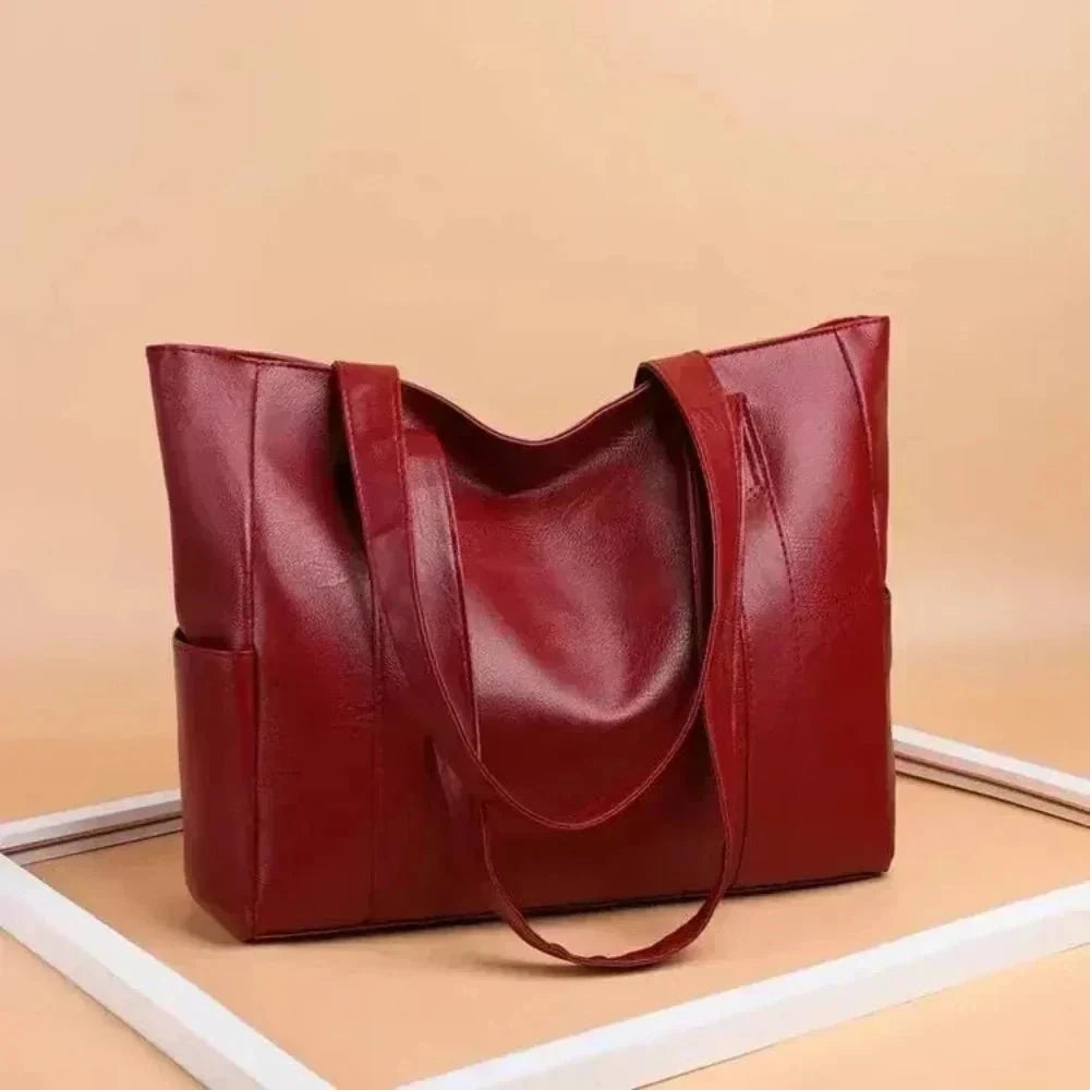 Lavinque Bags Bordeaux Cabas Souple en Similicuir | Marron Cognac | Élégance Minimaliste et Grande Capacité