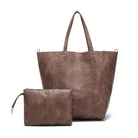Lavinque Bags Cabas Minimaliste avec Pochette | Marron Taupe | Élégant et Fonctionnel