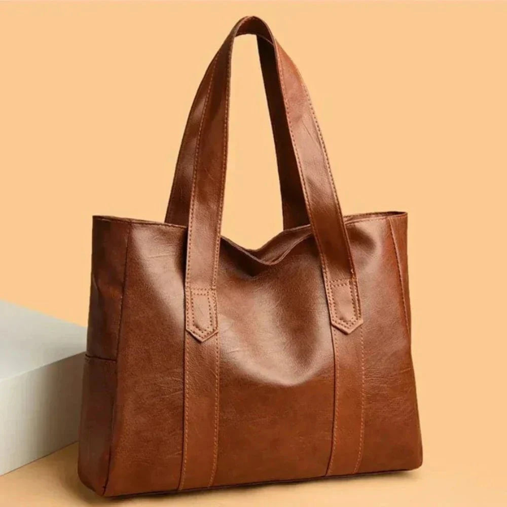 Lavinque Bags Cabas Souple en Similicuir | Marron Cognac | Élégance Minimaliste et Grande Capacité