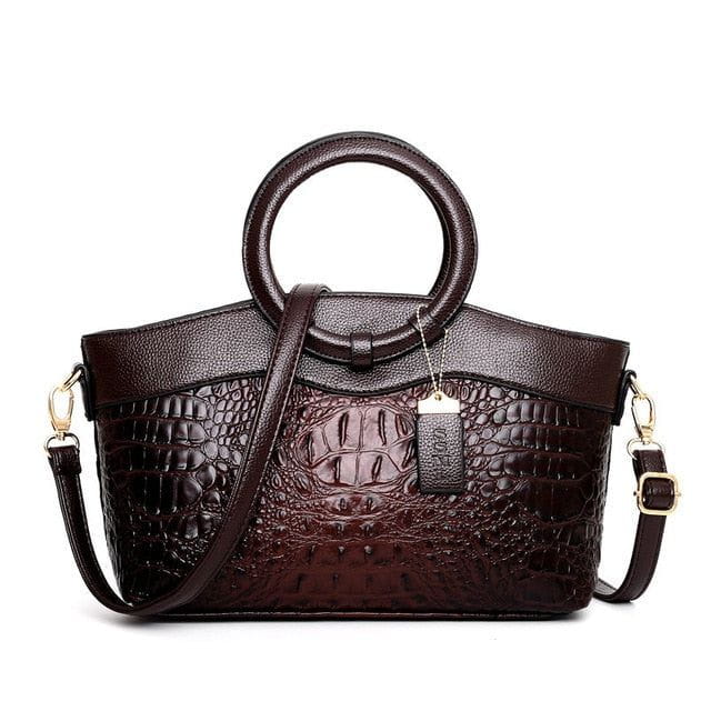 Lavinque Bags Café / Taille Unique Sac à Main Élégant | Cuir Style Croco | Chic & Sophistiqué