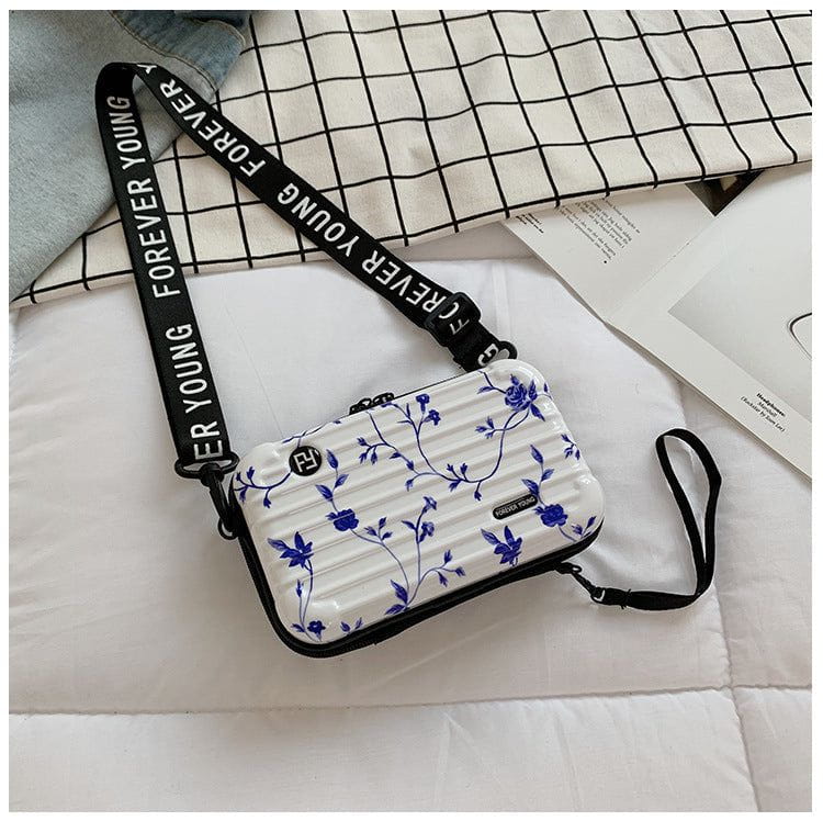 Lavinque Bags Fleurs bleues / Taille Unique Sac Bandoulière Rigide | Design Moderne | Pratique et Tendance