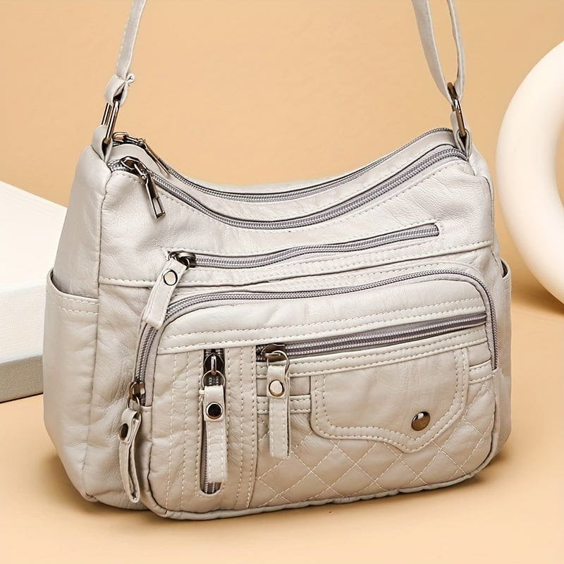 Lavinque Bags Gris Sac Bandoulière Multi-Poches | Cuir PU | Pratique et Moderne