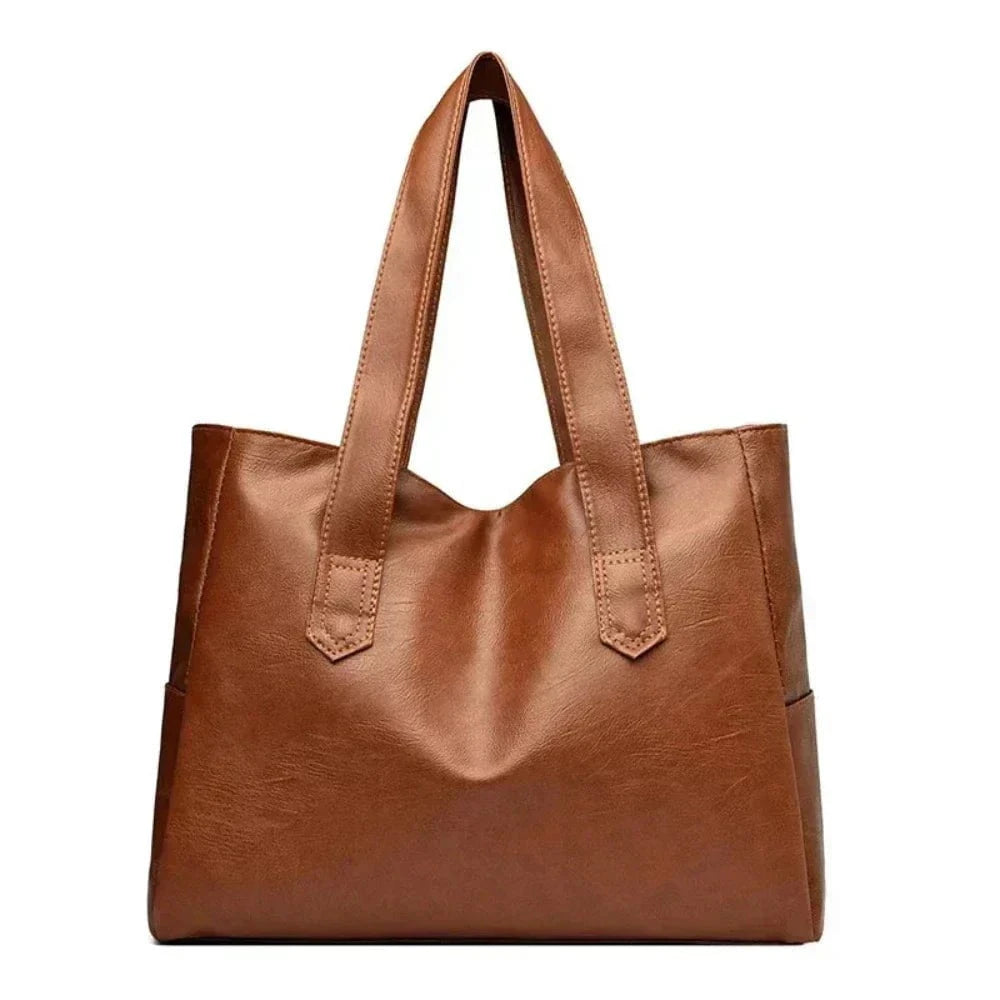 Lavinque Bags Marron Cabas Souple en Similicuir | Marron Cognac | Élégance Minimaliste et Grande Capacité