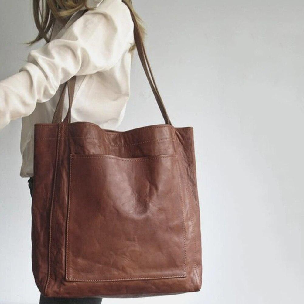 Lavinque Bags Marron café Sac Cabas Élégant | Cuir Végan Marron | Grand, Solide et Intemporel