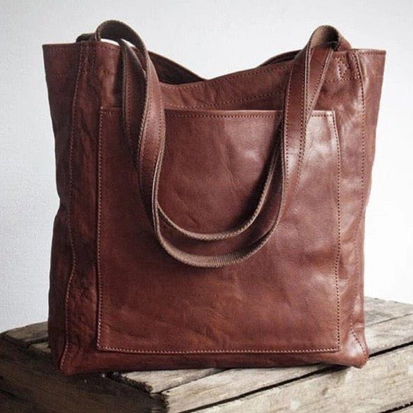 Lavinque Bags Marron foncé / Taille Unique Cabas en Cuir | Élégant & Spacieux | Style Intemporel