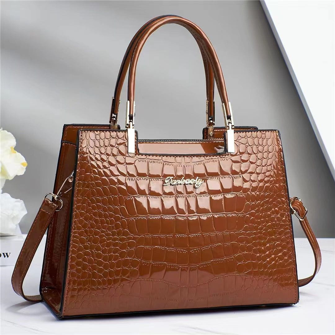Lavinque Bags Marron Sac à Main Élégant | Effet Croco | Chic et Intemporel