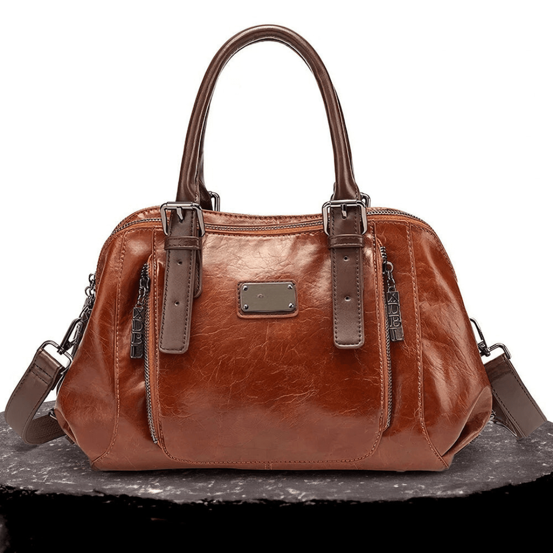 Lavinque Bags Marron Sac à Main Vintage | Marron Cognac | Chic Rétro et Grande Capacité