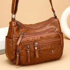 Lavinque Bags Marron Sac Bandoulière Multi-Poches | Cuir PU | Pratique et Moderne