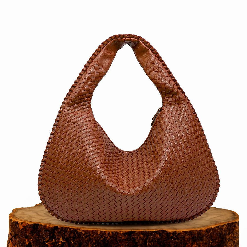 Lavinque Bags Marron Sac Hobo Tressé | Simili Cuir Marron | Élégant et Moderne