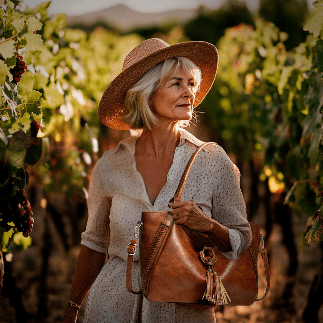 Lavinque Bags Marron Sac Seau Élégant à Pompons | Marron Vintage | Boho Chic & Pratique au Quotidien