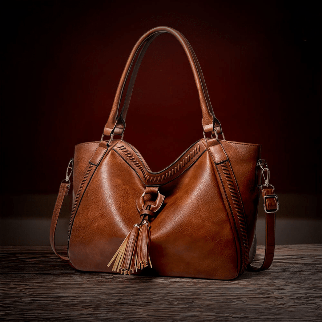 Lavinque Bags Marron Sac Seau Élégant à Pompons | Marron Vintage | Boho Chic & Pratique au Quotidien