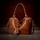 Lavinque Bags Marron Sac Seau Élégant à Pompons | Marron Vintage | Boho Chic & Pratique au Quotidien