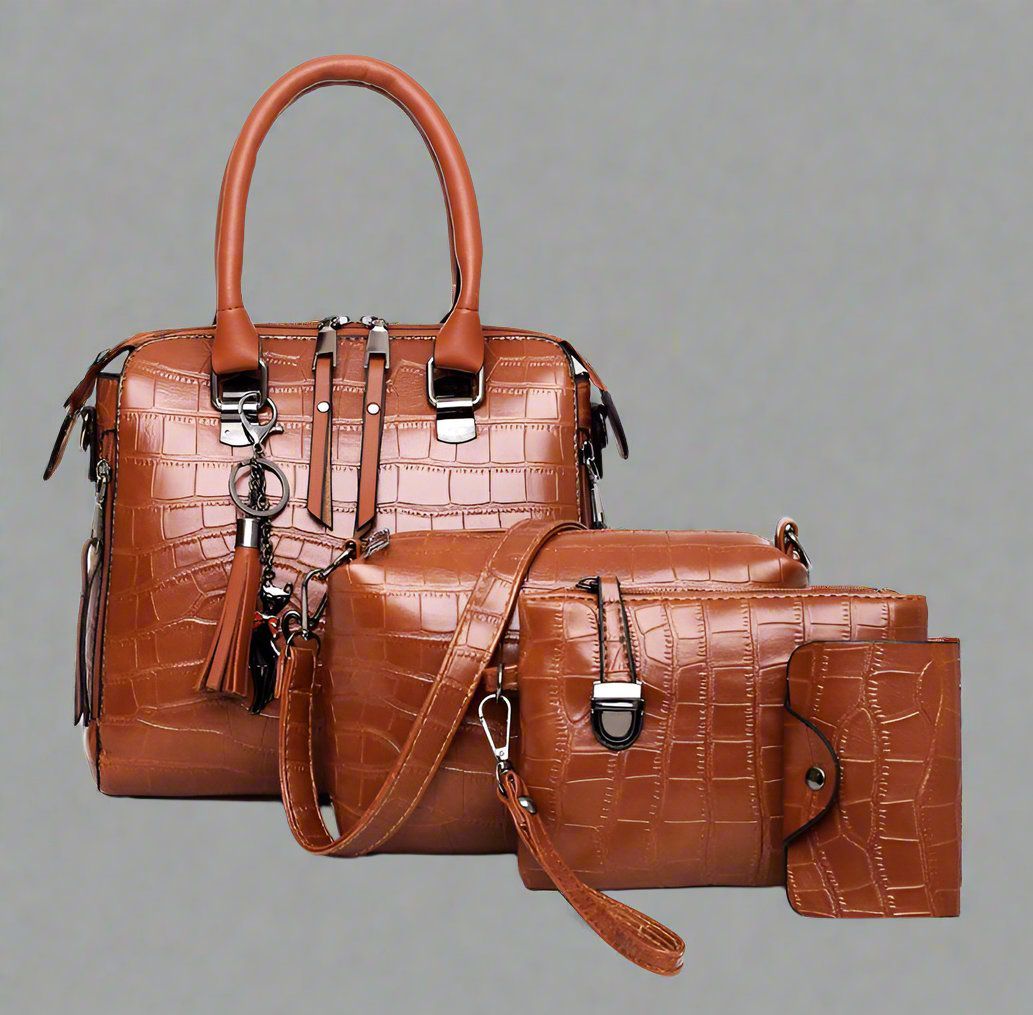 Lavinque Bags Marron / Taille Unique Ensemble Sacs | Similicuir Croco | Élégance et Polyvalence